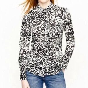 JCrew Snowcat Black and White Patterned Button-up Shirt, boy cut, size 6